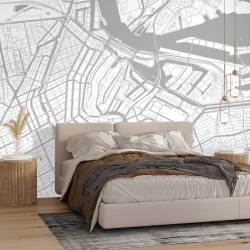 Sticker White and grey vector city map of Amsterdam