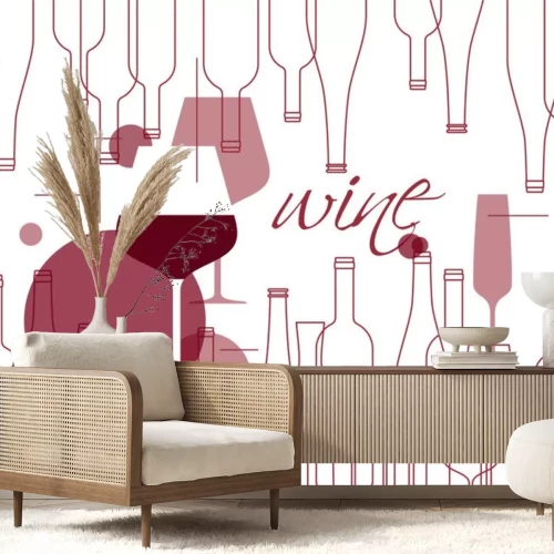 Sticker Roséwein Grafik mit Gläsern