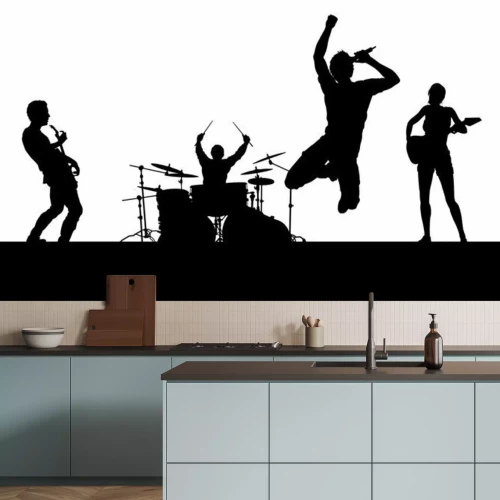 Sticker Rockband schwarze Silhouetten von Musikern
