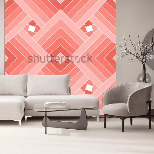 Fototapete Weiß Rosa Geometrie