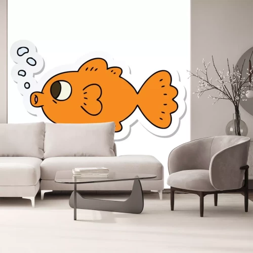 Sticker Fische Goldfisch, der Blasen freigibt