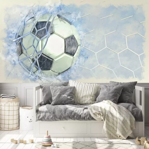 Fototapete Soccer ball illustration combined pencil sketch and watercolor sketch. 3D illustration. 3D CG. High resolution.