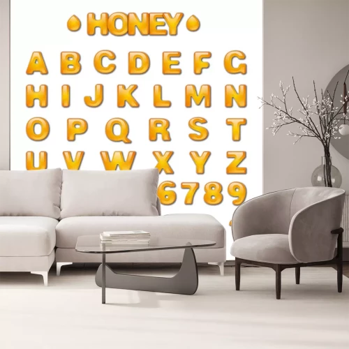 Sticker Alphabet und Zahlen aus Honig