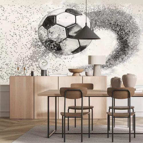 Fototapete Rasender Fußball mit 3D-Effekt