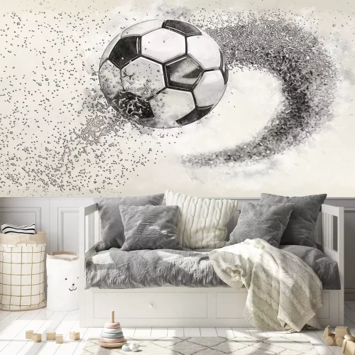 Fototapete Rasender Fußball mit 3D-Effekt