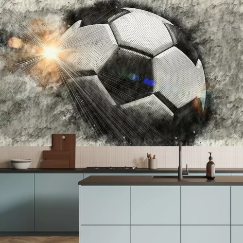 Fototapete Soccer ball illustration combined pencil sketch and watercolor sketch. 3D illustration. 3D CG. High resolution.