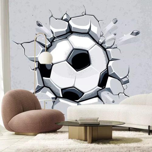 Sticker Fußball brechen die Wand
