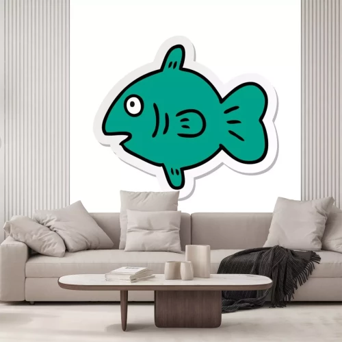 Sticker Fische grüner Fisch mit drei Flossen