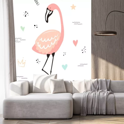 Sticker Flamingo Herz pastellfarben