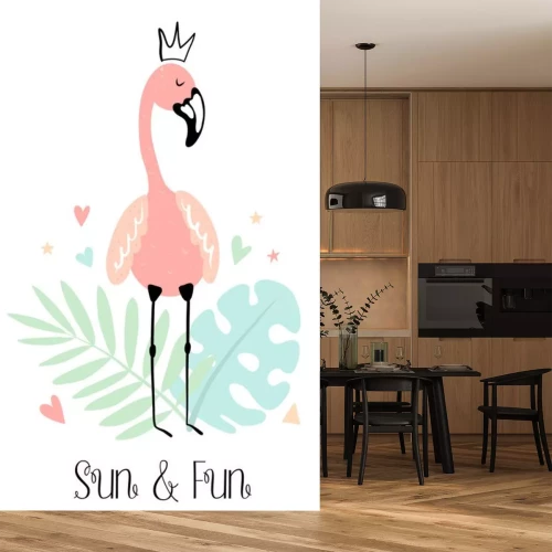 Sticker Flamingo in Krone mit Aufschrift