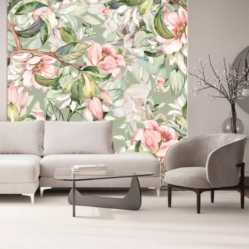 Fototapete Nahtloses Muster des Aquarells von Frühlingsniederlassungen R