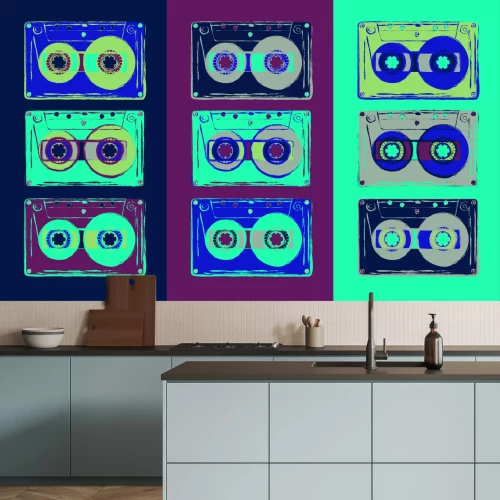 Fototapete Komposition aus Kassetten im Pop-Art-Stil