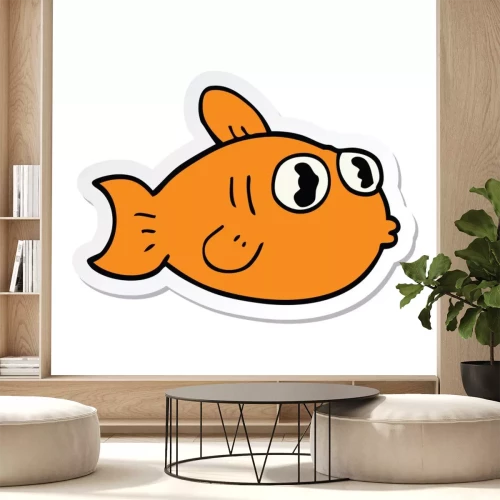 Sticker Fische Goldfisch mit großen Augen und hervorstehenden Lippen