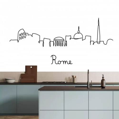 Sticker One line style Rome city skyline. Simple modern minimaistic style vector.