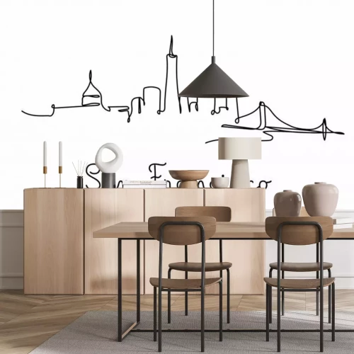 Sticker One line style san francisco city skyline. Simple modern minimaistic style vector.