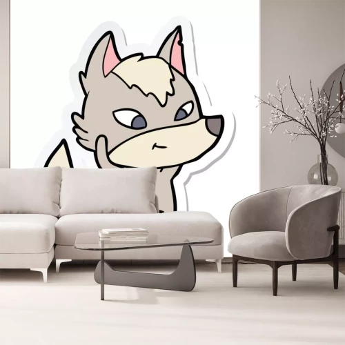 Sticker Wolf in einem weißen Rahmen mit erhobenen Pfoten