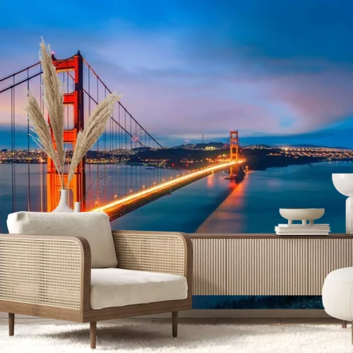 Fototapete Brücke San Francisco bei Dämmerung
