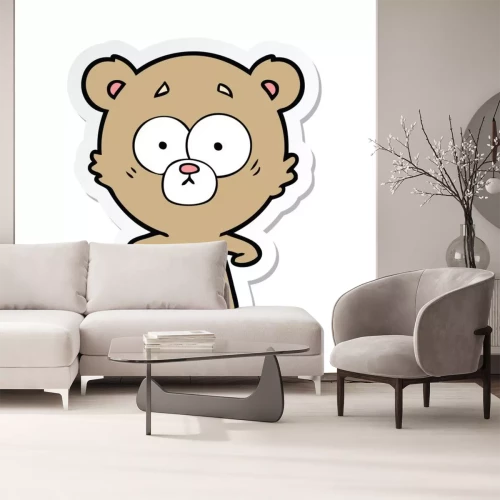 Sticker Illustration mit einem verängstigten Bärchen