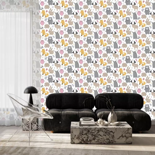 Tapete Vektor nahtloses Muster mit Hand gezeichneten wilden Waldtieren