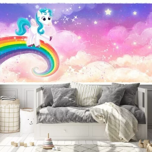 Fototapete Einhorn am Regenbogen