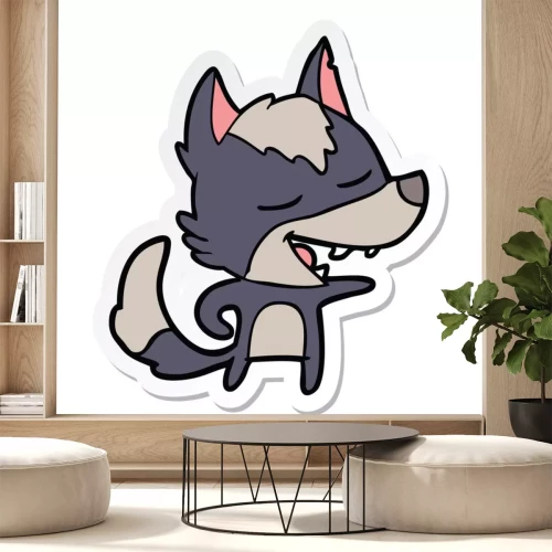 Sticker Wolf für Kinder mit ausgestreckter Pfote