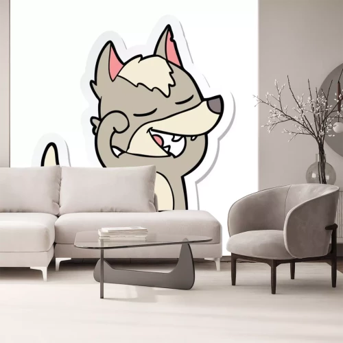 Sticker Wolf für Kinder in einem weißen Rahmen