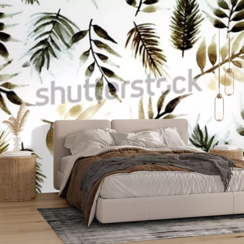 Sticker Nahtlose endlose Handmalerei-Aquarell-tropisches Blatt verlässt Muster lokalisierter Hintergrund