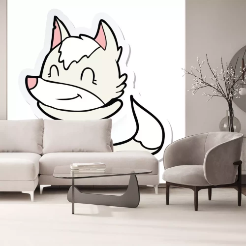 Sticker Wolf weiß cartoonartige Kindergrafik