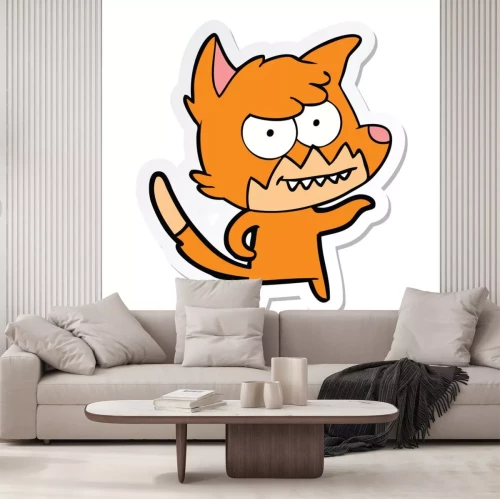 Sticker Rotfuchs mit bedrohlichem Gesicht und rosa Nase