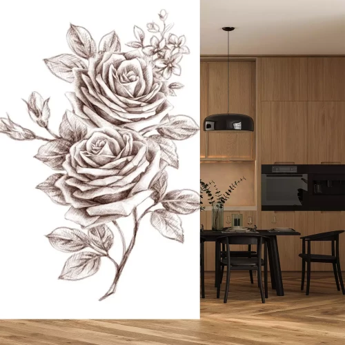 Sticker Blumen auf einer künstlerischen Skizze