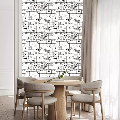 Tapete Vector seamless black and white pattern with crazy doodle characters.