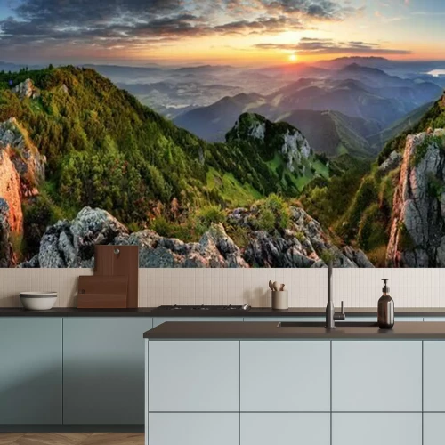 Fototapete Sonnenaufgang in den Bergen