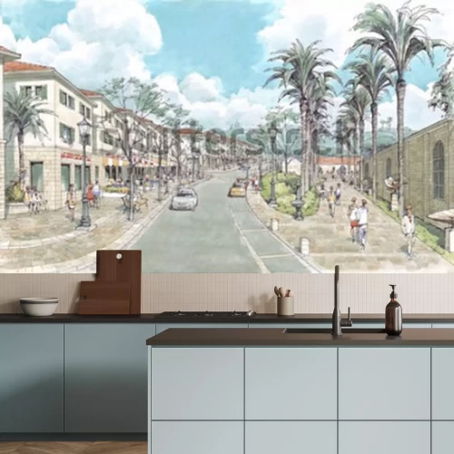 Fototapete Gemalte Gasse im exotischen Land