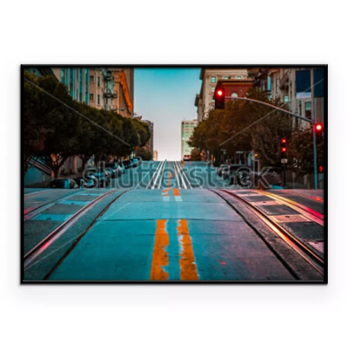 Poster Blick auf die Schienen der San Francisco Cable Car