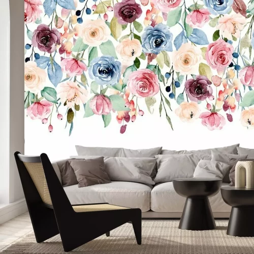 Fototapete Bunte hängende Rosen