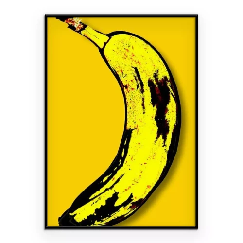 Poster Grafik einer Banane auf gelbem Hintergrund