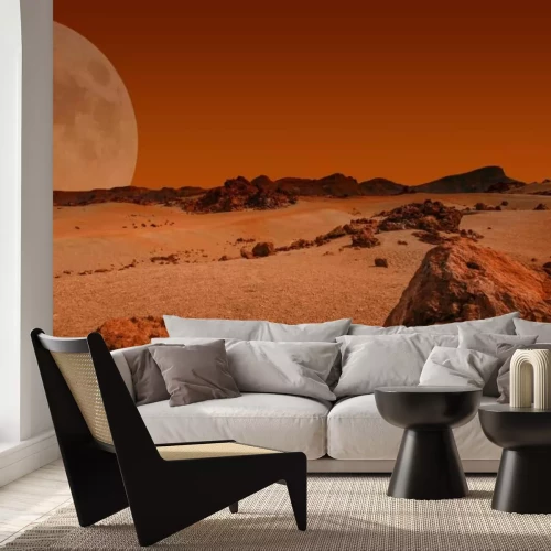 Fototapete Blick auf den Mond vom Mars aus