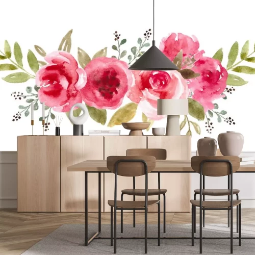 Sticker Rote Blumen dekorative Aquarell-Illustration