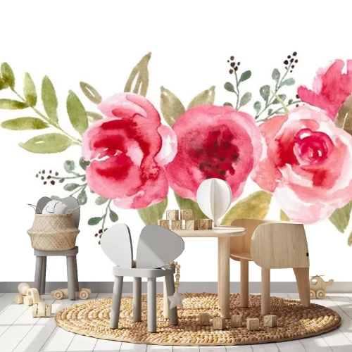 Sticker Rote Blumen dekorative Aquarell-Illustration