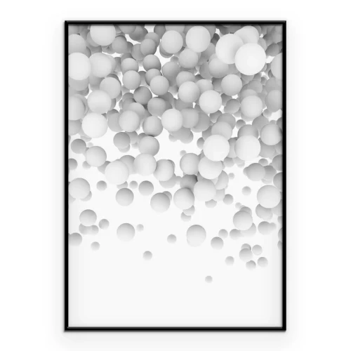 Poster Weiße 3D-Kugeln fallen vom Himmel