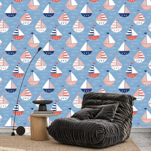 Tapete Segelboote cartoonartig