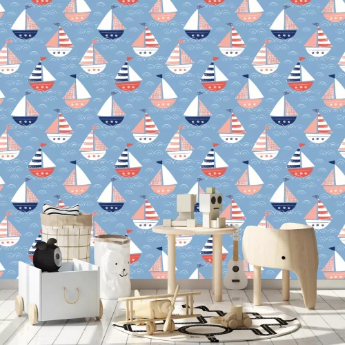 Tapete Segelboote cartoonartig