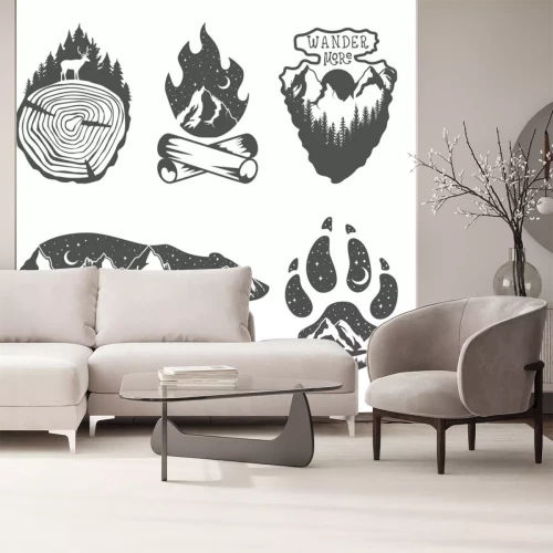 Sticker Schwarz-weiße, von der Tierwelt inspirierte Grafiken