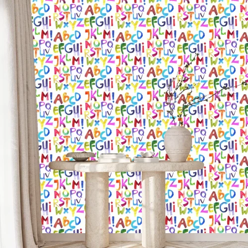 Tapete Buntes Alphabet mit Aquarellfarben gemalt
