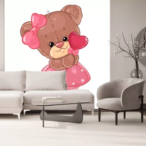 Sticker Mädchen Bärchen mit Herz