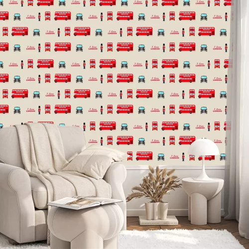 Tapete Nahtloses Muster der Londoner ikonischen Symbole