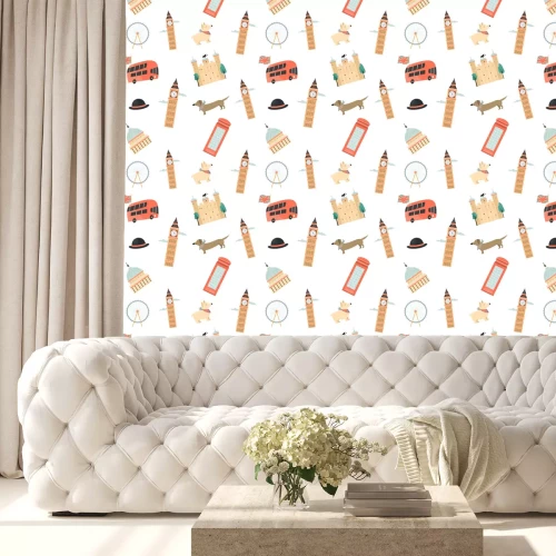 Tapete Nahtloses Muster mit Londoner Markenzeichen