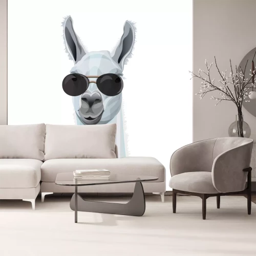 Sticker Weißes Lama mit schwarzer Brille