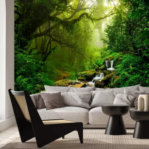 Fototapete Tropischer Regenwaldlandschaft mit Wasserfall