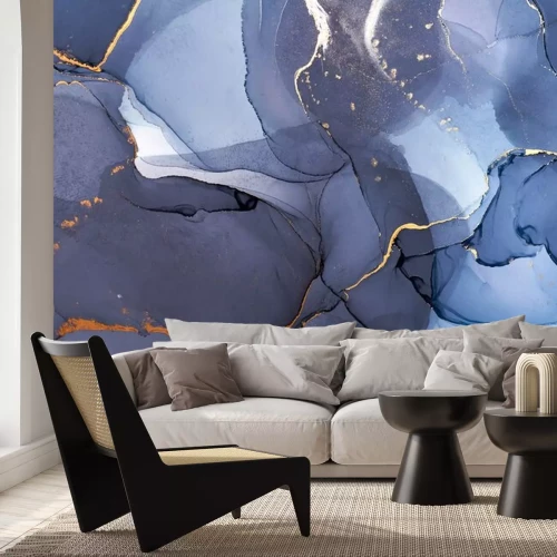 Sticker  Abstract colorful background, wallpaper. Mixing acrylic paints. Modern art. Marble texture. Alcohol ink colors  translucent